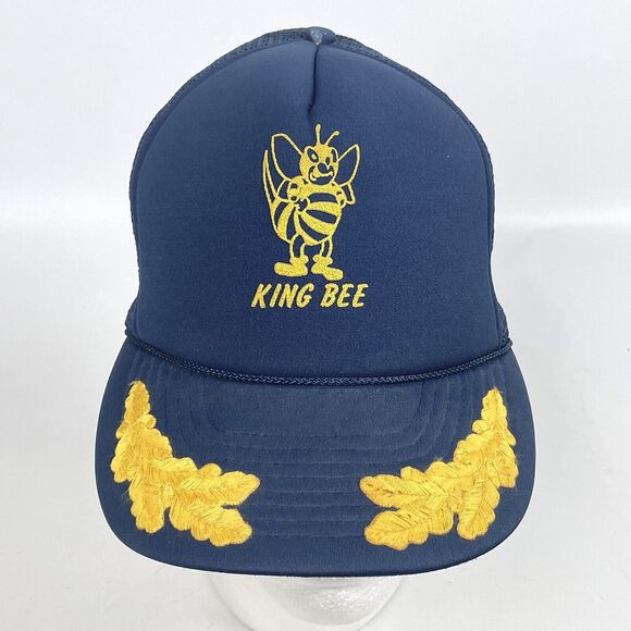 Vintage KING BEE Navy Blue Snapback Mesh Trucker Foam Rope Hat Scrambled Eggs - Picture 7 of 14